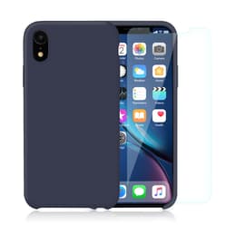 Funda iPhone XR y 2 protectores de pantalla - Silicona - Azul
