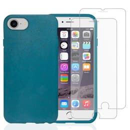 Funda iPhone SE (2022/2020)/8/7/6/6S y 2 protectores de pantalla - Material natural - Azul