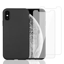 Funda iPhone X/XS y 2 protectores de pantalla - Material natural - Negro