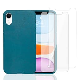 Funda iPhone XR y 2 protectores de pantalla - Material natural - Azul