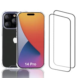 Funda iPhone 14 Pro y 2 protectores de pantalla - Plástico reciclado - Transparente