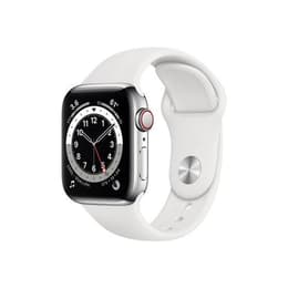 Apple Watch (Series 6) GPS 40 mm - Acero inoxidable Plata - Correa deportiva Blanco