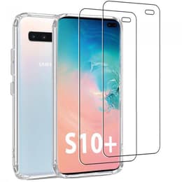 Funda Galaxy S10 Plus y 2 protectores de pantalla - Silicona - Transparente
