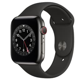 Apple Watch (Series 6) GPS + Cellular 44 mm - Acero inoxidable Grafito - Correa deportiva Negro