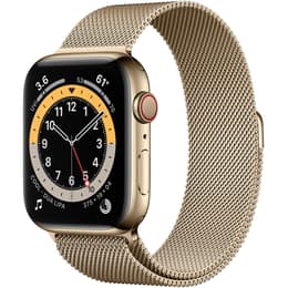 Apple Watch (Series 6) GPS + Cellular 44 mm - Acero inoxidable Oro - Correa Pulsera Milanese Loop Oro