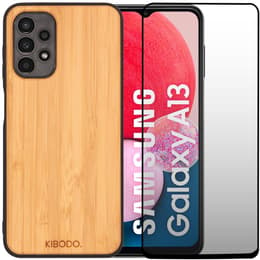 Funda Galaxy A13 4G y pantalla protectora - Madera - Negro