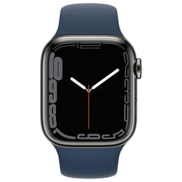 Apple Watch (Series 7) 2021 GPS + Cellular 45 mm - Acero inoxidable Negro - Correa deportiva Azul