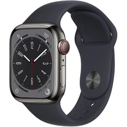 Apple Watch (Series 8) 2022 GPS + Cellular 41 mm - Acero inoxidable Grafito - Correa deportiva Negro
