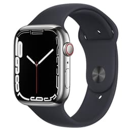 Apple Watch (Series 7) 2021 GPS + Cellular 45 mm - Acero inoxidable Plata - Correa deportiva Negro