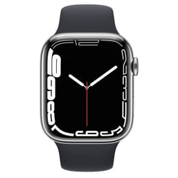 Apple Watch (Series 7) 2021 GPS + Cellular 45 mm - Acero inoxidable Plata - Correa deportiva Negro