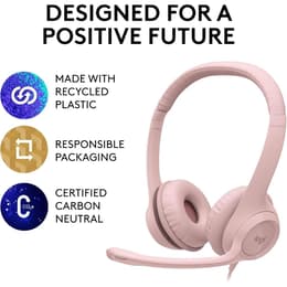 Cascos gaming con cable micrófono Logitech H390 - Rosa
