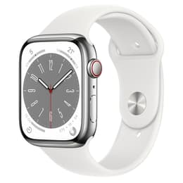 Apple Watch (Series 8) 2022 GPS + Cellular 45 mm - Acero inoxidable Plata - Correa deportiva Blanco