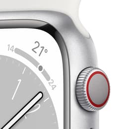 Apple Watch Series 8 (2022) GPS + Cellular 45 mm - Acero inoxidable Plata - Correa deportiva Blanco