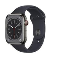 Apple Watch (Series 8) 2022 GPS + Cellular 45 mm - Acero inoxidable Gris - Correa deportiva Negro