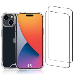 Funda iPhone 15 y 2 protectores de pantalla - Plástico reciclado - Transparente