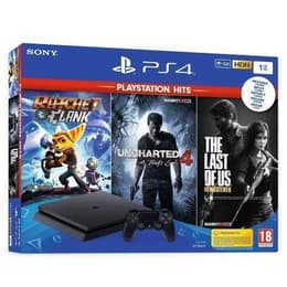 PlayStation 4 Slim 500GB - Negro + The Last of Us Remastered + Ratchet & Clank + Uncharted 4 A Thief's End
