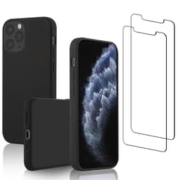 Funda iPhone 11 Pro y 2 protectores de pantalla - Silicona - Negro