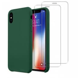 Funda iPhone X/XS y 2 protectores de pantalla - Silicona - Verde