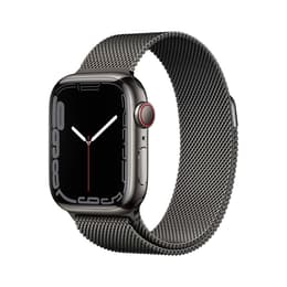 Apple Watch (Series 7) 2021 GPS + Cellular 41 mm - Acero inoxidable Negro - Pulsera Milanese Loop Negro