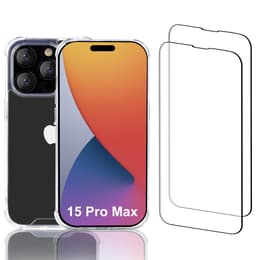 Funda iPhone 15 Pro Max y 2 protectores de pantalla - Plástico reciclado - Transparente