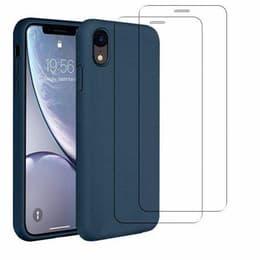 Funda iPhone XR y 2 protectores de pantalla - Silicona - Azul