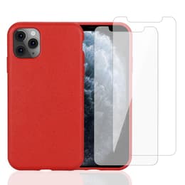 Funda iPhone 11 Pro y 2 protectores de pantalla - Material natural - Rojo
