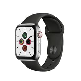 Apple Watch (Series 5) 2019 GPS + Cellular 40 mm - Acero inoxidable Plata - Correa loop deportiva Negro
