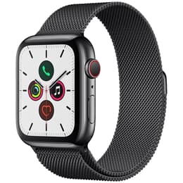 Apple Watch (Series 5) 2019 GPS + Cellular 44 mm - Acero inoxidable Gris espacial - Pulsera Milanese Loop Negro