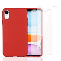Funda iPhone XR y 2 protectores de pantalla - Material natural - Rojo