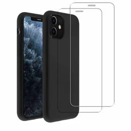 Funda iPhone 11 y 2 protectores de pantalla - Silicona - Negro