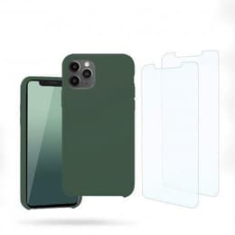 Funda iPhone 11 Pro Max y 2 protectores de pantalla - Silicona - Verde