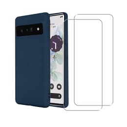 Funda Google Pixel 7 y 2 protectores de pantalla - Silicona - Azul marino