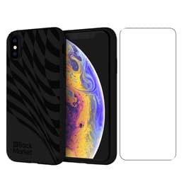 Back Market Funda iPhone X/XS y pantalla protectora - Plástico reciclado - Ola negra