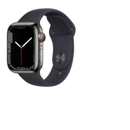 Apple Watch (Series 7) 2021 GPS + Cellular 41 mm - Acero inoxidable Gris - Correa deportiva Negro