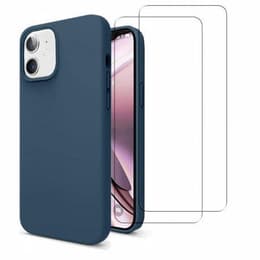 Funda iPhone 11 y 2 protectores de pantalla - Silicona - Azul