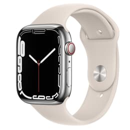 Apple Watch (Series 7) 2021 GPS 45 mm - Acero inoxidable Plata - Correa deportiva Blanco
