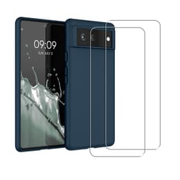 Funda Google Pixel 6 y 2 protectores de pantalla - Silicona - Azul