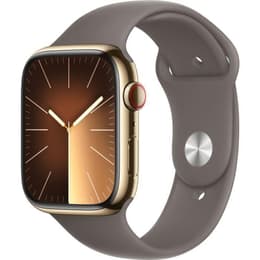 Apple Watch Series 9 (2023) GPS + Cellular 45 mm - Acero inoxidable Oro - Correa deportiva Marrón