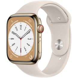 Apple Watch Series 8 (2022) GPS + Cellular 45 mm - Acero inoxidable Oro - Correa deportiva Blanco estrella