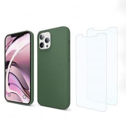 Funda iPhone 13 Pro y 2 protectores de pantalla - Silicona - Verde