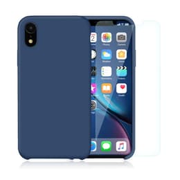 Funda iPhone XR y 2 protectores de pantalla - Silicona - Azul Cobalto