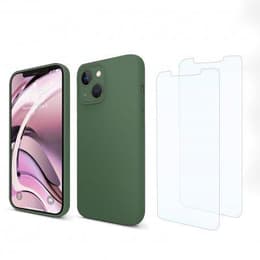 Funda iPhone 13 y 2 protectores de pantalla - Silicona - Verde