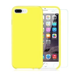 Funda iPhone 7 Plus/8 Plus y 2 protectores de pantalla - Silicona - Amarillo