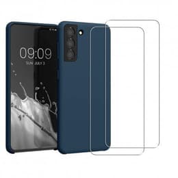 Funda Galaxy S21+ 5G y 2 protectores de pantalla - Silicona - Azul marino