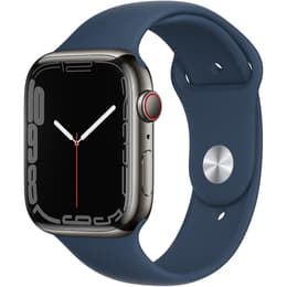 Apple Watch (Series 7) 2021 GPS 45 mm - Acero inoxidable Negro - Correa deportiva Azul