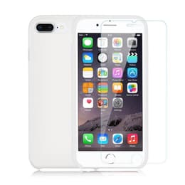 Funda iPhone 7 Plus/8 Plus y 2 protectores de pantalla - Silicona - Blanco