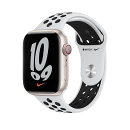 Apple Watch (Series 7) 2021 GPS + Cellular 41 mm - Aluminio Blanco estrella - Correa Nike Sport Blanco/Negro