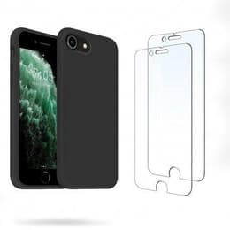 Funda iPhone 7/8/SE2020/SE2022 y 2 protectores de pantalla - Silicona - Negro