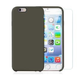 Funda iPhone 6/6S y 2 protectores de pantalla - Silicona - Verde oliva