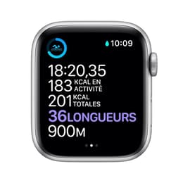 Apple Watch (Series 7) 2021 GPS + Cellular 41 mm - Acero inoxidable Plata - Correa deportiva Negro